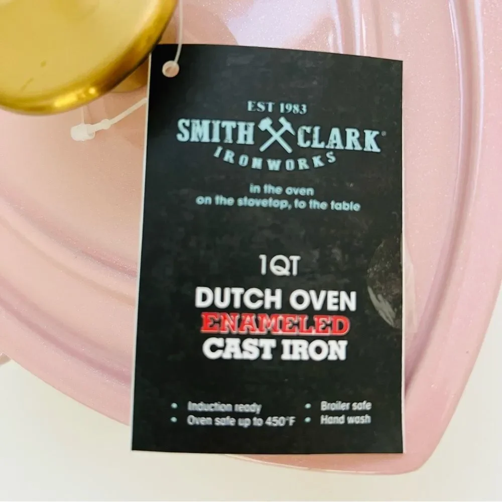 SMITH AND CLARK IRONWORKS 1qt Cast Iron Heart Shaped Dutch Oven Dish